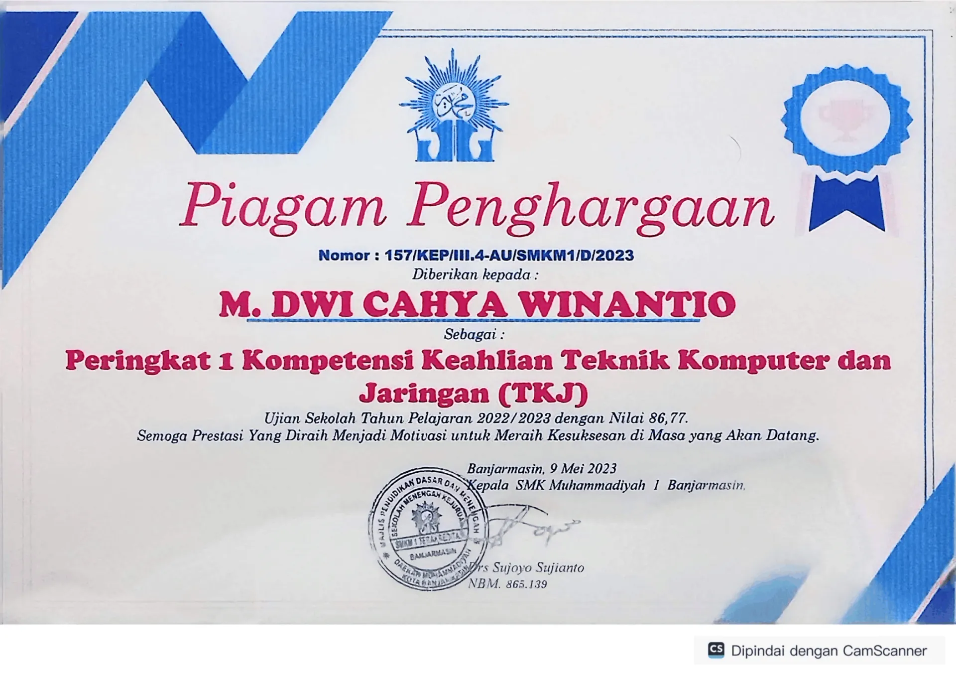 Certificate photo